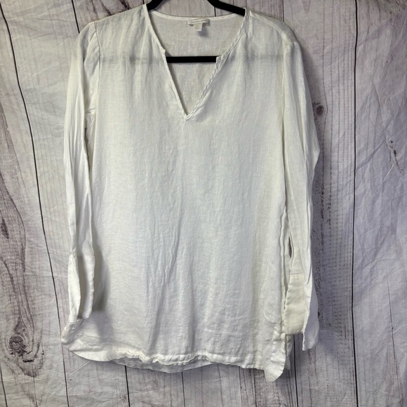 Saks Fifth Avenue Lightweight Long Sleeve 100% Linen Blouse Medium - Picture 1 of 5
